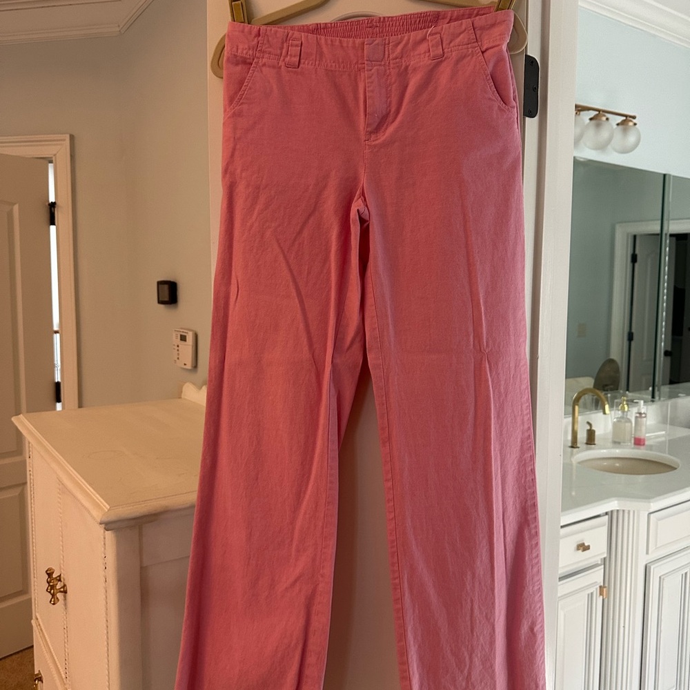 Lilly Pulitzer Pink Straight-Leg Linen Pants sz 6